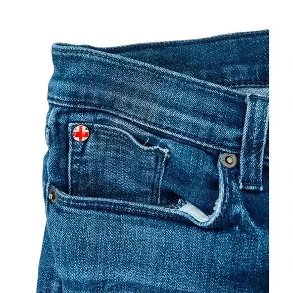 Hudson Tapered Jeans Women's 32 Blue Distressed Medium Wash Denim Stretch - Picture 3 of 7